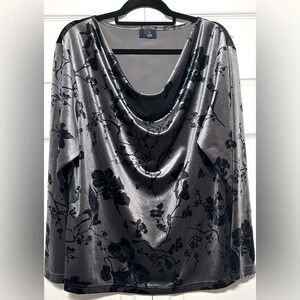 RAG Womens Velvet Floral Paisley Long Sleeve Tunic Top XXL Velour Soft
